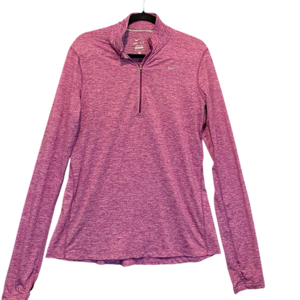 Nike‎ Running Dri-FIT Womens Medium Pink Heathered Quarter-Zip Pullover Top